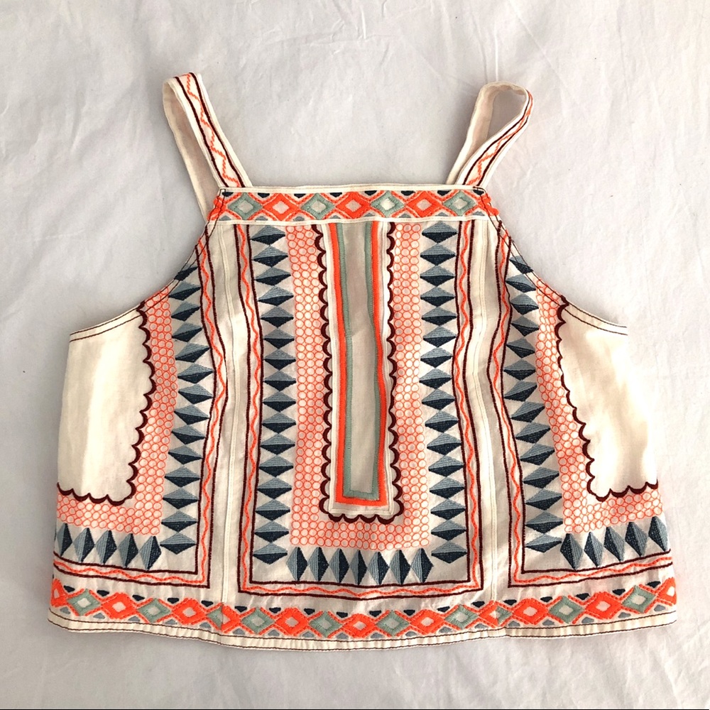 Anthropologie Embroidered Cropped Tank- NEVER WORN